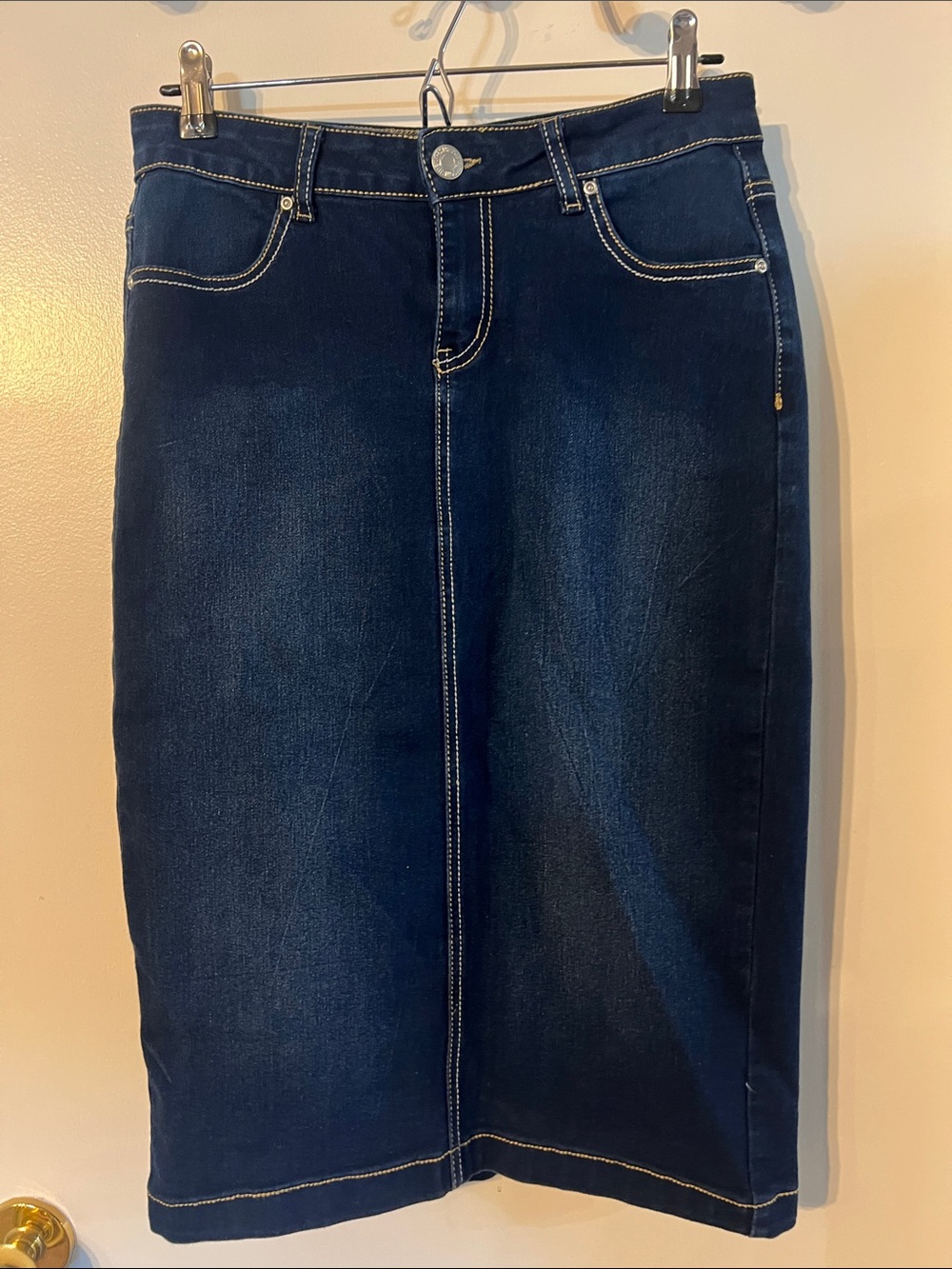 Dark Blue Denim Pencil Skirt - Classic Women's Style
